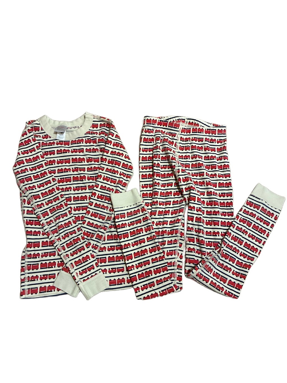 Hanna Andersson All Aboard Print Long John Pajamas 4T Trains